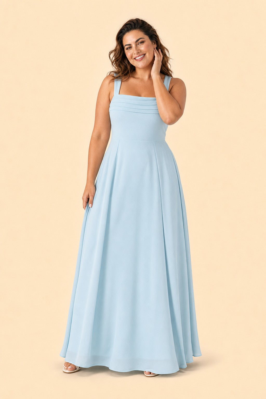 Elegant Plus Size A-Line Bridesmaid Dress with Pockets and Open Back