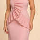 Plus Size One Shoulder Maxi Bridesmaid Dress with Fan Pleats and Elegant Fit