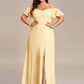 Plus Size Cold Shoulder Formal Bridesmaid Dress with Side Slit