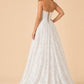 Romantic Strapless Basque Waist A Line Lace Wedding Gown with Lace Up Back for Curvy Brides