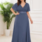 Plus Size Simple Empire Waist Flutter Sleeve Evening Dress