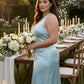 Silvarelle Romantic Plus Size Sheath Satin Bridesmaid Dress with Smooth Finish for Wedding - N0358