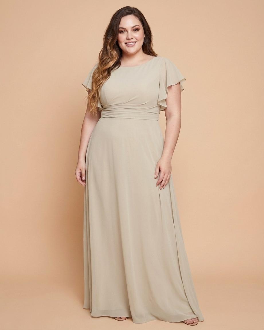 Avenleigh Plus Size Classic A-Line Chiffon Bridesmaid Dress Floor Length for Wedding - N0329