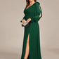 Plus Size Open Lantern Sleeve A-Line Bridesmaid Dress