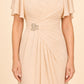 Plus Size A-Line Mother of the Bride Dress with Pleated Chiffon Flutter Sleeves