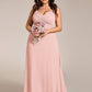 Plus Size Draped Back Criss-Cross Chiffon A-Line Bridesmaid Dress