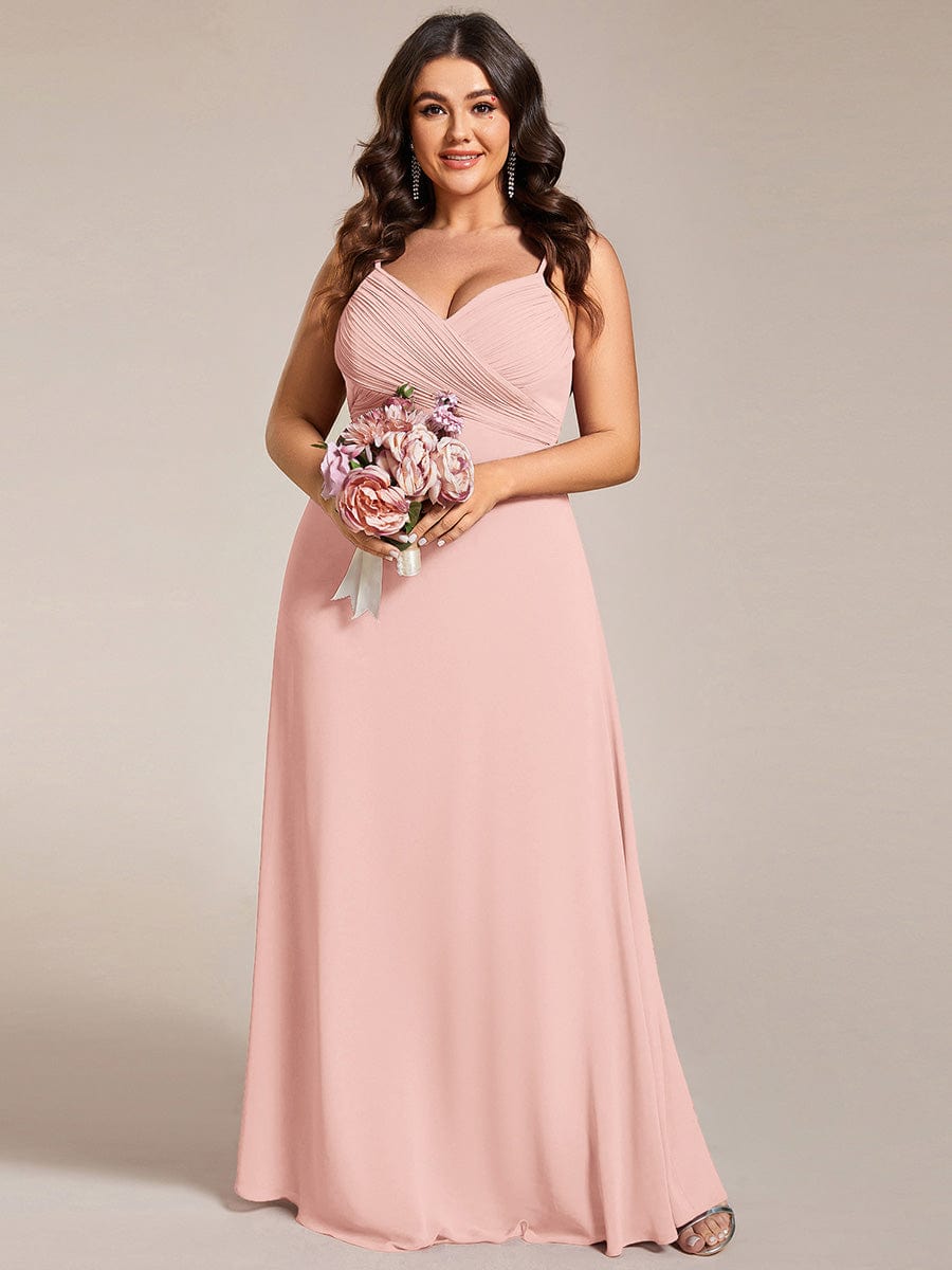 Plus Size Draped Back Criss-Cross Chiffon A-Line Bridesmaid Dress