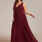 Plus Size Sleeveless V-Neck Pleated A-Line Formal Evening Dress