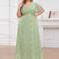 Plus Size Empire Waist V Back Bridesmaid Dress with Short Sleeves