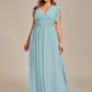 Plus Size Chiffon Pleated A-Line Back Cutout Bridesmaid Dress