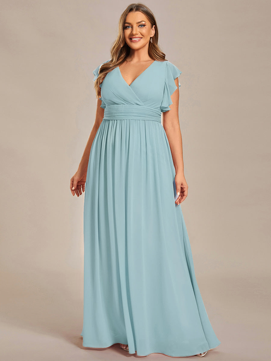 Plus Size Chiffon Pleated A-Line Back Cutout Bridesmaid Dress