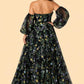 Plus Size A-Line Wedding Dress with Detachable Puff Sleeves and Embroidered Mesh