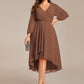 Plus Size Chiffon A-Line 3/4 Sleeves Asymmetrical Hem Wedding Guest Dress