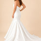 Plus Size Timeless Strapless Bridal Dress with Pleated Waist and Flowing Train