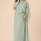 Flowy Sheer Cape Bridesmaid Dress Cuff Slit Design