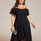 Plus Size Cold Shoulder Sweetheart Necklin Chiffon Midi Wedding Guest Dress