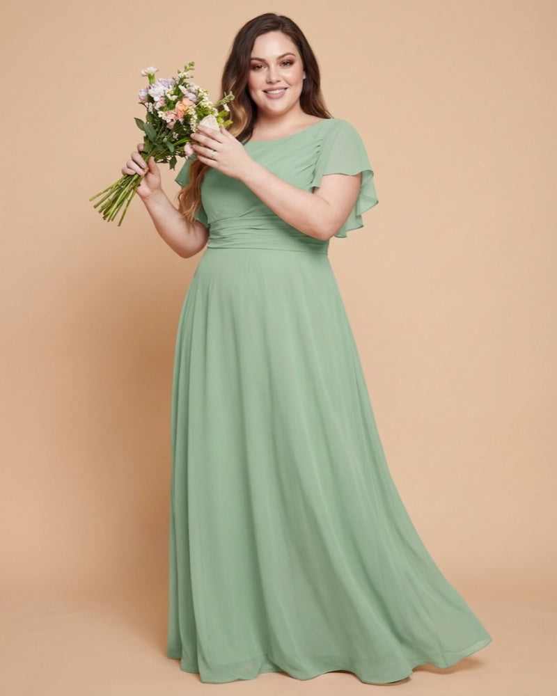 Avenleigh Classic A-Line Chiffon Plus Size Bridesmaid Dress with Light Fabric for Ceremony -N0333