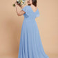 Avenleigh Plus Size Minimalist A-Line Chiffon Bridesmaid Dress with  Silhouette -N0337