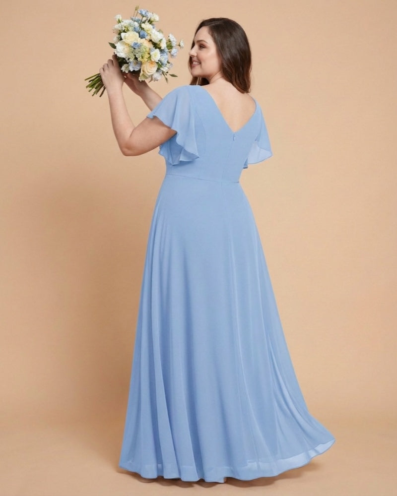 Avenleigh Plus Size Minimalist A-Line Chiffon Bridesmaid Dress with  Silhouette -N0337
