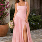 Plus Size Bridesmaid Dress with Pleated Satin and Lace Up Open Back