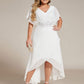 Plus Size V-Neck Chiffon Bat-Wing Sleeve A-Line Waist Applique Formal Dress