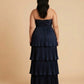 Chantarae Plus Size Romantic A-Line Ruffled Satin Bridesmaid Dress for Wedding Occasions -N0379
