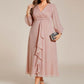 Plus Size Twist Knot Louts Leaf Long Sleeve A-Line Evening Dress