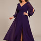 Plus Size Open Lantern Sleeve A-Line Bridesmaid Dress