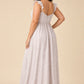 Plus Size A-Line Bridesmaid Dress with Floral Burnout Fabric Ruched Bodice and Slit Detail