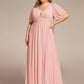 Plus Size V-Neck Front Slit Chiffon Evening Dress