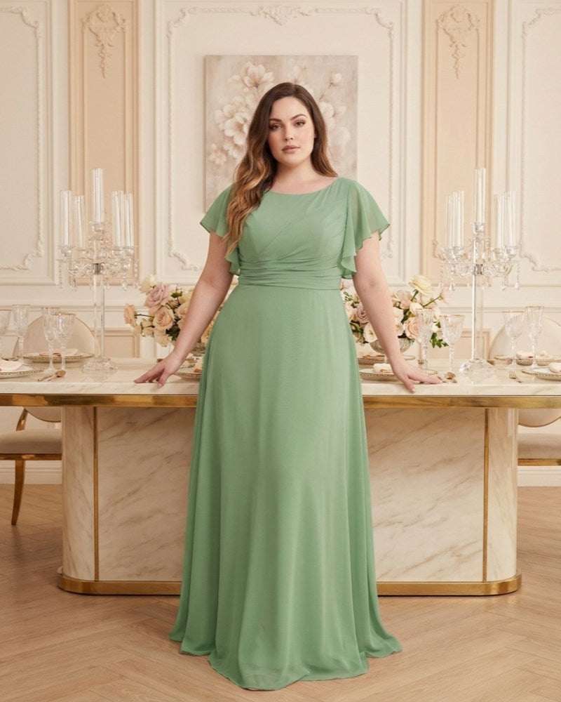 Avenleigh Classic A-Line Chiffon Plus Size Bridesmaid Dress with Light Fabric for Ceremony -N0333
