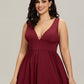 Plus Size Sleeveless V-Neck Empire Waist High Slit Floor-Length Evening Dress