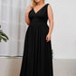 Plus Size Sleeveless V-Neck Chiffon Semi Bridesmaid Dress