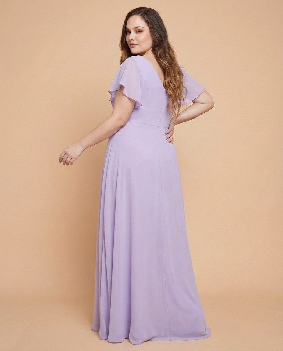 Avenleigh Soft Chiffon Plus Size A-Line Bridesmaid Dress with Flowing Skirt - N0339