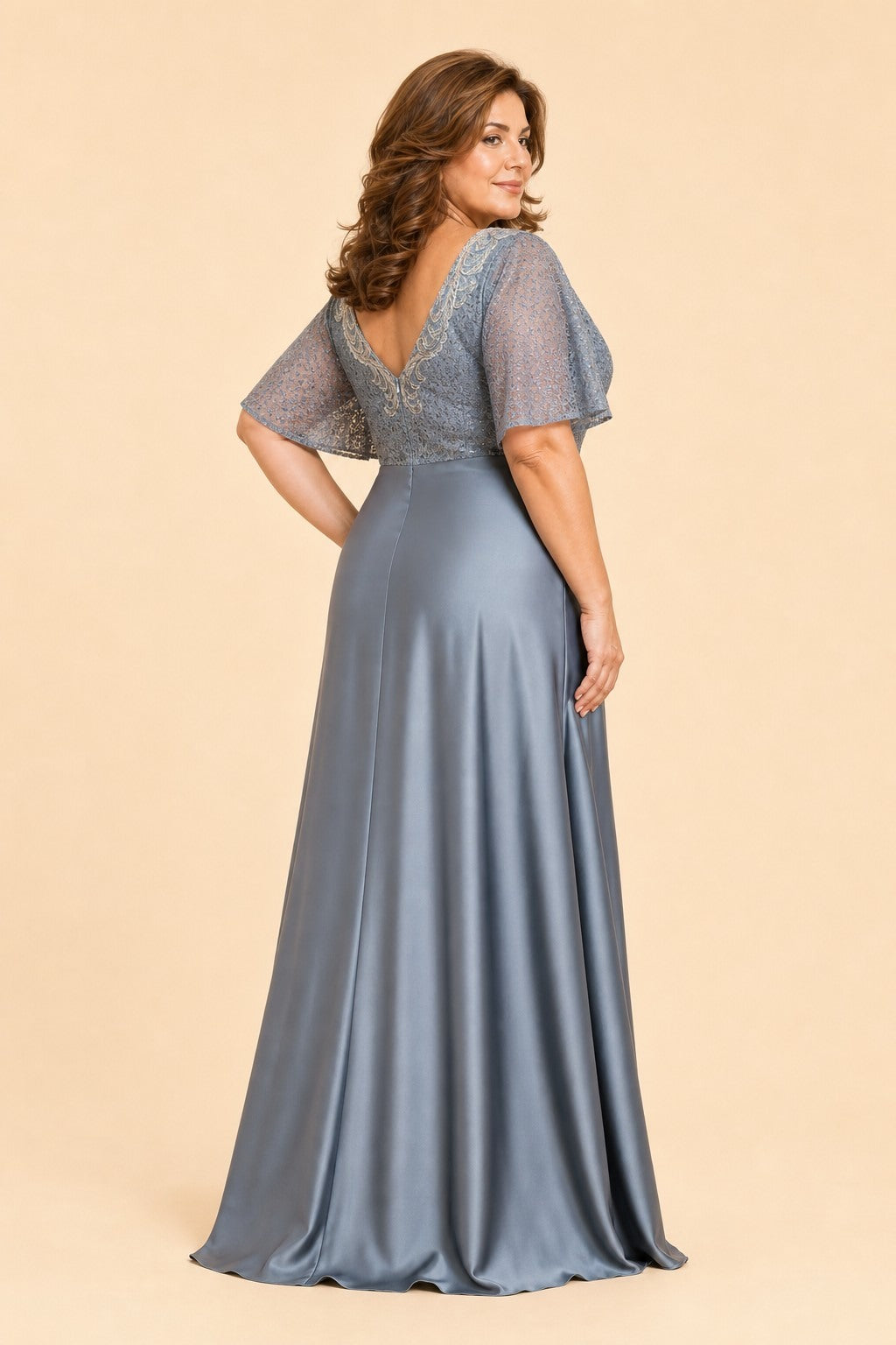 Romantic Lace Satin A-Line Bridesmaid Dress for Wedding Guest Evening Events Formal Gown