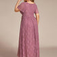 Plus Size Ruffled Lace Formal Evening Dress