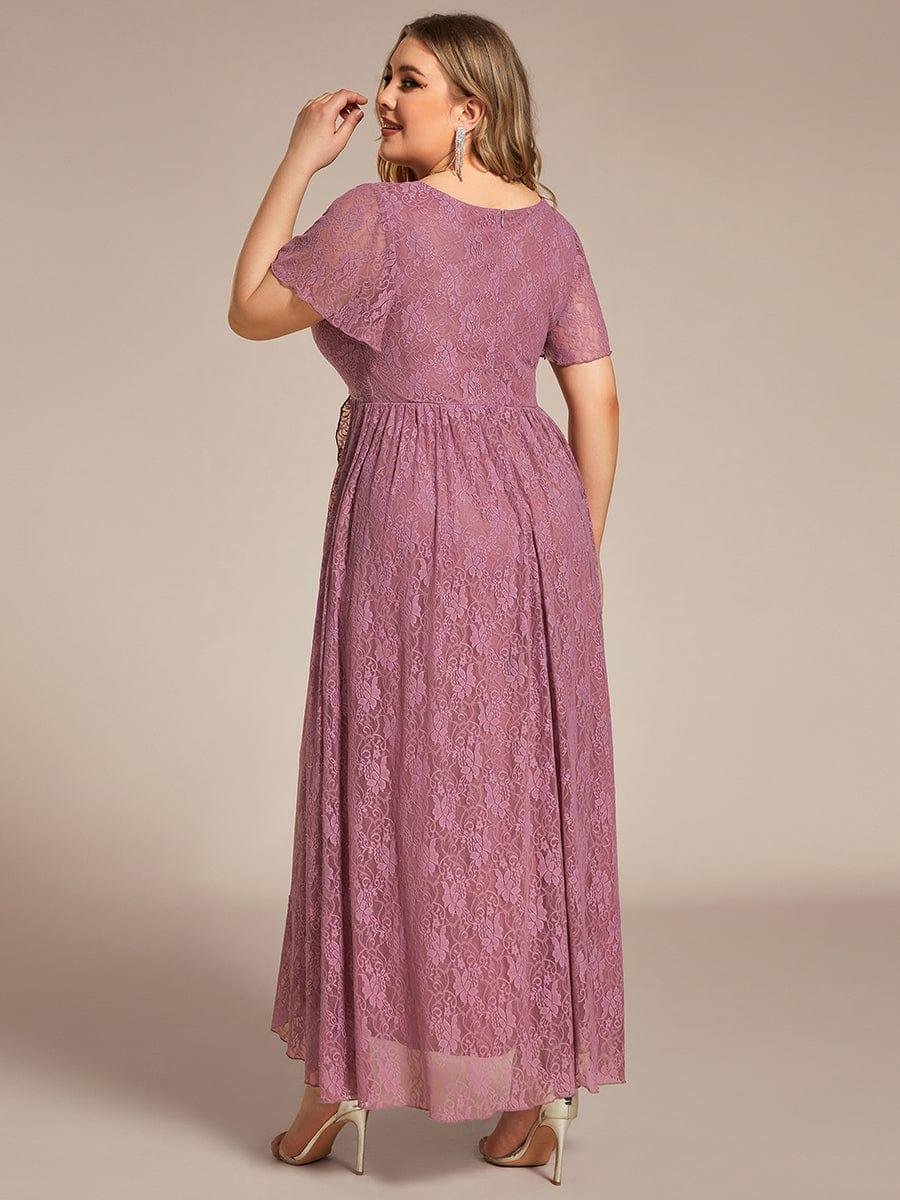 Plus Size Ruffled Lace Formal Evening Dress