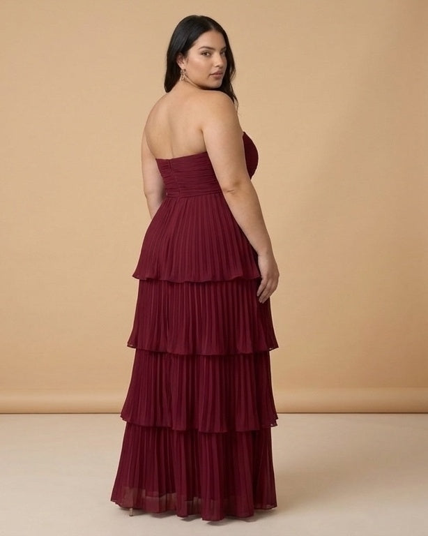 Chantarae Sophisticated Plus Size A-Line Chiffon Bridesmaid Gown - N0374