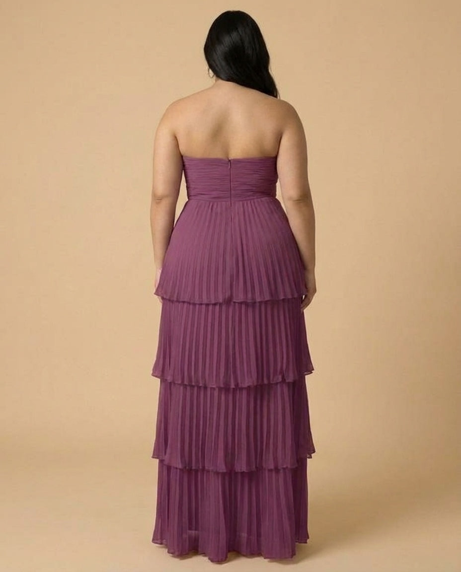 Chantarae Sophisticated Plus Size A-Line Chiffon Bridesmaid Gown - N0374