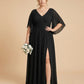 Petaline Romantic Plus Size A-Line Bridesmaid Dress with V-Neck Pleated Chiffon - for Weddings N0301