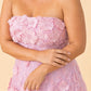 Romantic Lace Up Back Bridesmaid Gown Featuring 3D Floral Appliqué Tiered Flowy Skirt