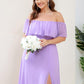 Plus Size Off the Shoulder Formal Bridesmaid Dress with Thigh Split