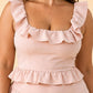 Plus Size Floral Bridesmaid Dress with Tiered Ruffles Stretch Fabric and Elegant Slit