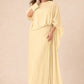 Flowy Sheer Cape Bridesmaid Dress Cuff Slit Design