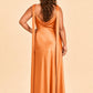 Flattering Plus Size Bridesmaid Dress with Asymmetric Neck and Draped Elegance