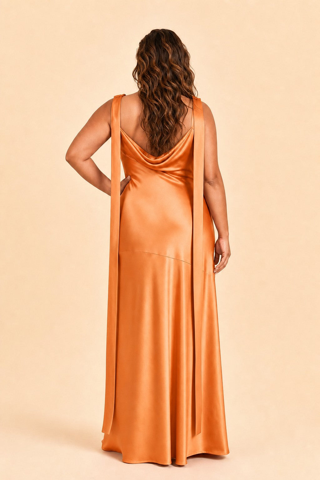 Flattering Plus Size Bridesmaid Dress with Asymmetric Neck and Draped Elegance