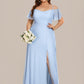 Plus Size Cold Shoulder Formal Bridesmaid Dress with Side Slit