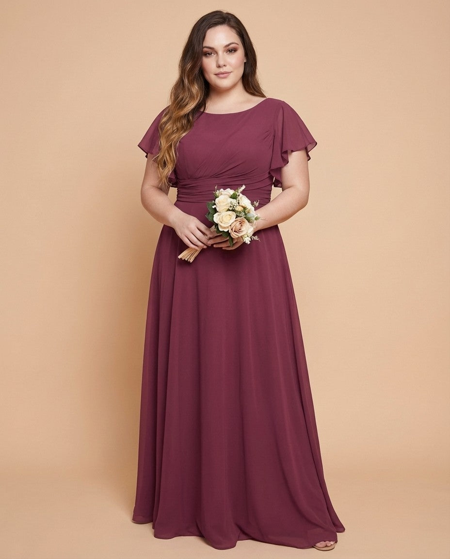 Avenleigh Timeless Chiffon A-Line Plus Size Bridesmaid Dress Ruched Waist - N0331