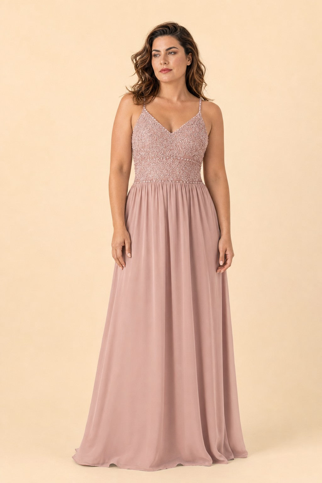 Plus Size Bridesmaid Evening Gown with Sequins Lace and Elegant Open Back A-Line Dress Maxi