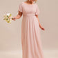 Plus Size Simple Chiffon Pleated A-Line Bridesmaid Dress